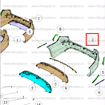 Бампер зад (SAH3101/SAH2001) C211F271303-0202