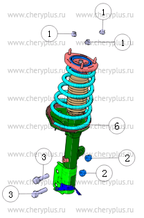 Амортизатор задний правый в сборе с пружиной (стойка) UNI-K